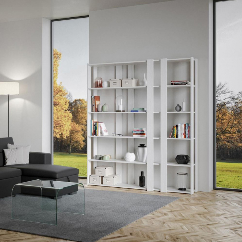Kato E librería de pared 6 estantes blanca diseño moderno casa oficina