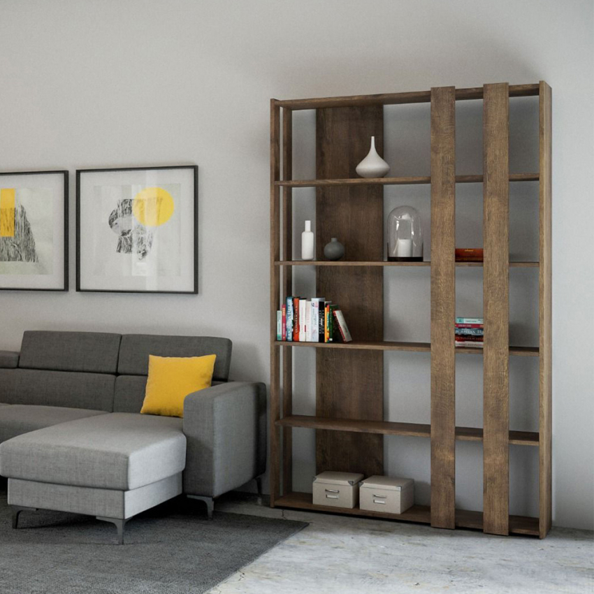 Librería madera moderna de pared oficina salón Kato B Small Wood Promoción