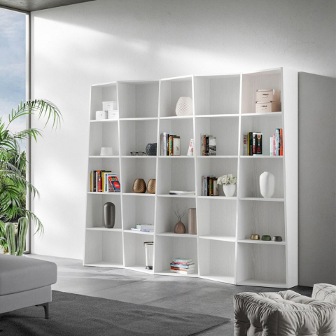 Librería de pared blanca diseño moderno salón oficina Trek 5