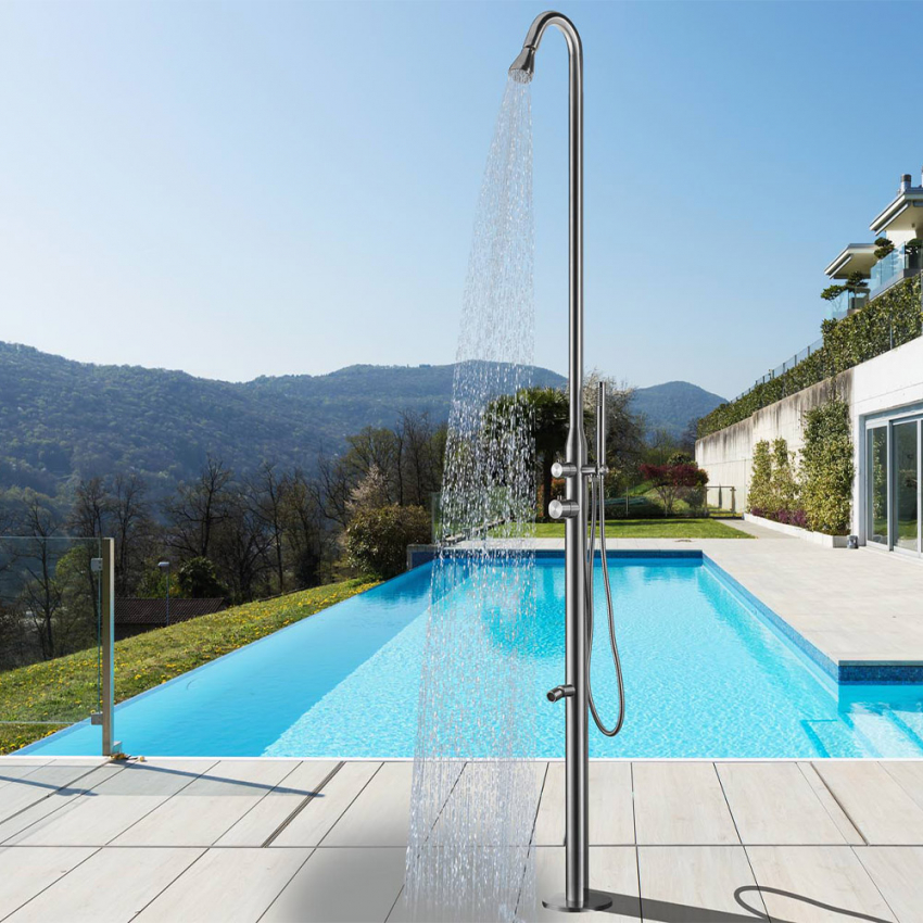 Duchas exteriores de acero inoxidable de alta calidad, jardín de casa,  piscina