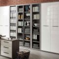 Estantería Librería de madera moderna estrecha con 6 compartimentos color gris Hart Promoción