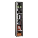 Estantería Librería de madera moderna estrecha con 6 compartimentos color gris Hart Oferta
