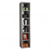 Estantería Librería de madera moderna estrecha con 6 compartimentos color gris Hart Oferta