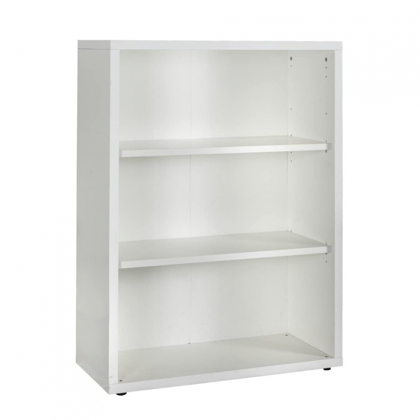 Estantería Librerìa baja blanca madera reciclada 3 compartimentos  regulables en altura read