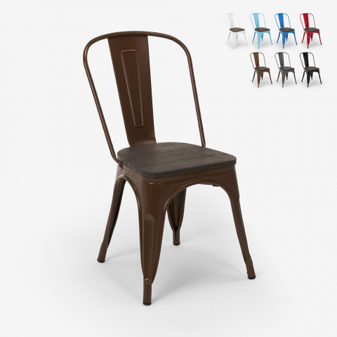 stock 20 sillas industrial acero madera para cocina y bar steel wood Promoción