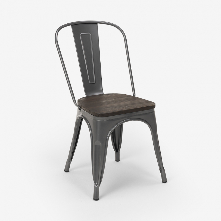 stock 20 sillas industrial acero madera para cocina y bar steel wood