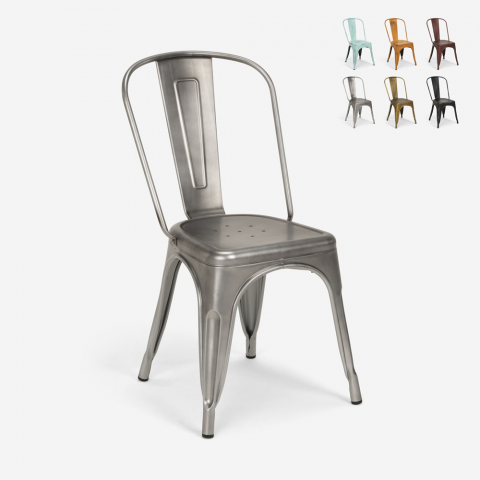 20 sillas diseño industrial metal vintage shabby chic estilo Lix steel old Promoción