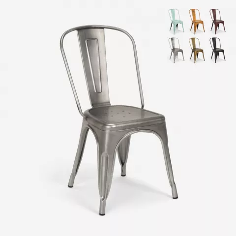 20 sillas diseño industrial metal vintage shabby chic estilo steel old Promoción