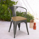 20 sillas de comedor de metal y madera estilo industrial steel wood arm light Modelo