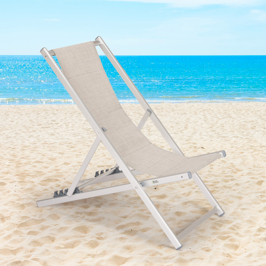 Tumbona de playa de aluminio plegable ajustable Riccione Gold Promoción
