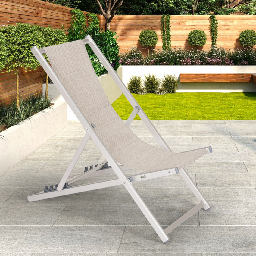 Tumbona de playa de aluminio plegable ajustable Riccione Gold Promoción 