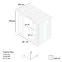 Almacén de jardín de chapa de acero galvanizado resistente prepintado gris Bodega Alps 201x121x176cm Características
