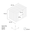 Caseta de chapa galvanizada gris cobertizo Porto Cervo 261x181x176cm Características