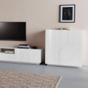 Aparador mueble salón 100 x 43 cm cocina 2 puertas blanco moderno Klain Catálogo