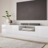 Mueble de TV pared salón moderno 220 x 43 cm blanco brillante Fergus Stock