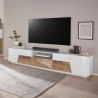 Mueble de TV 220 x 43 cm blanco madera pared salón Fergus Wood Promoción