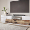 Mueble de TV 220 x 43 cm blanco madera pared salón Fergus Wood Modelo