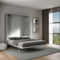 Cama matrimonio 160 x 190 cm abatible armario gris pared Kentaro Concrete Promoción