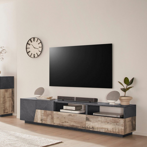 Mueble TV salón 200x43cm diseño moderno Hatt Report Promoción