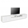 Mueble TV moderno 260x43 cm pared salón blanco brillo More Descueto