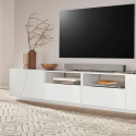 Mueble TV moderno 260x43 cm pared salón blanco brillo More Modelo