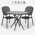 Juego 2 sillas mesa redonda negro 80 cm interior exterior Valet Dark Promoción