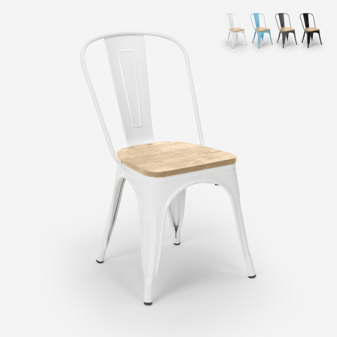 sillas estilo industrial diseño Lix barra cocina steel wood light Promoción