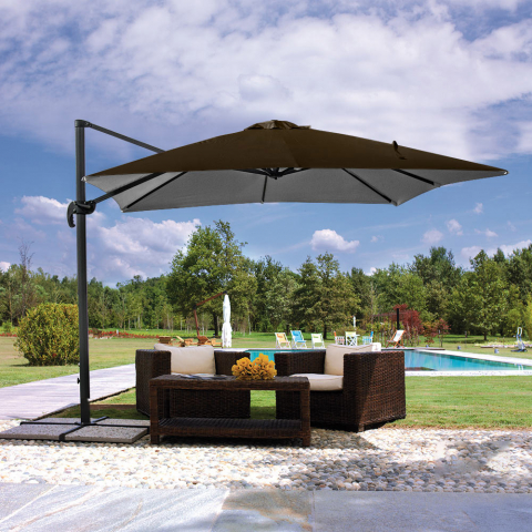Sombrilla regulable de aluminio para jardín y terraza 3x3m Paradise Brown