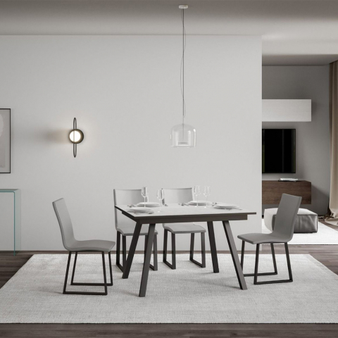 Mesa de comedor cocina extensible 90 x 120 - 180 cm diseño blanco Mirhi Promoción