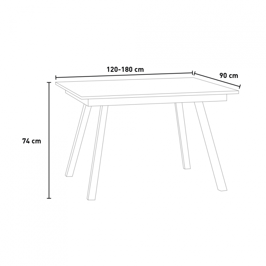 Bibi Wood mesa comedor diseño extensible 90 x 120 - 180 cm madera