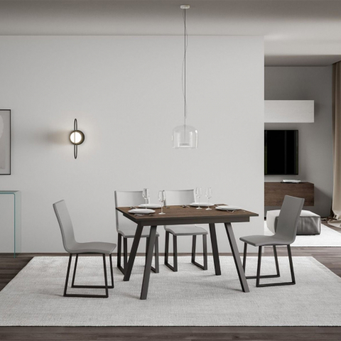 Mesa de comedor madera cocina extensible 90 x 120 - 180 cm diseño Mirhi Noix Promoción