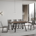 Mesa de comedor madera cocina extensible 90 x 120 - 180 cm diseño Mirhi Noix Rebajas