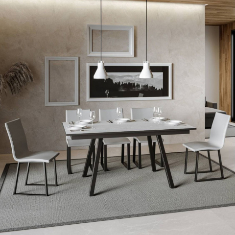 Mesa de comedor cocina extensible 90 x 160 - 220 cm blanco diseño Mirhi Long