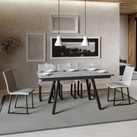 Mesa de comedor extensible gris 90 x 160 - 220 cm Mirhi Long Concrete Promoción