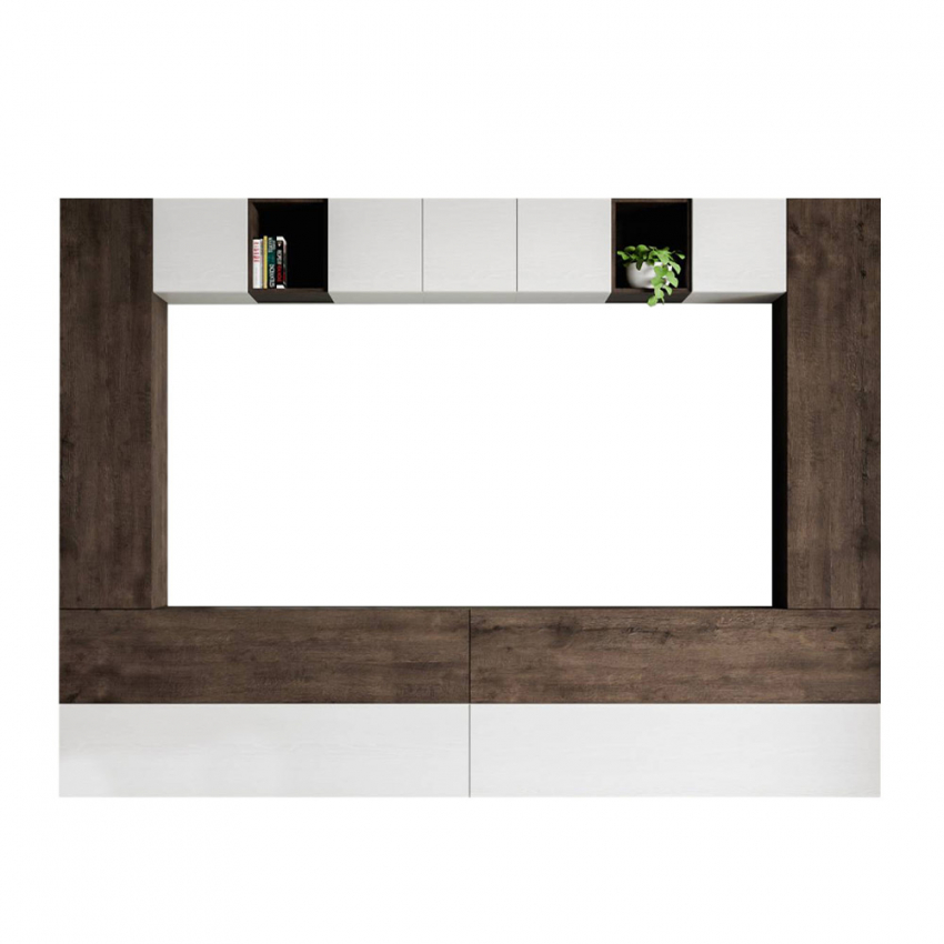 A105 mueble de pared moderno TV salón suspendido madera blanco