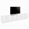 Mueble de TV moderno para salón con 6 puertas y 3 estantes Ping Low XL White Oferta