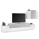 Mueble de pared para salón con mueble de TV y mueble suspendido blanco y gris Corona Oferta