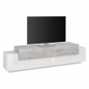 Mueble de TV blanco y gris cemento 200 cm diseño 3 compartimentos Corona Low Bronx Oferta