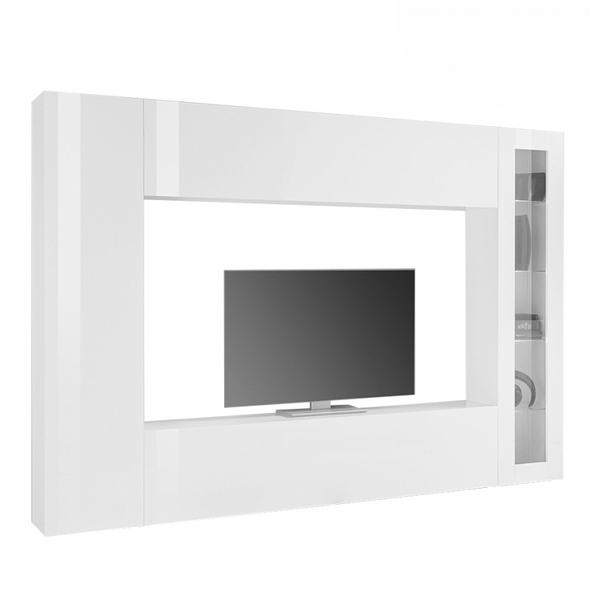 Mueble TV suspendido blanco vitrina y armario Peris WH 8054117997700