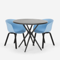 Juego de mesa redonda de diseño 80 cm negra 2 sillas Oden Black Medidas