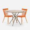 Juego mesa diseño redondo beige 80 cm 2 sillas Eskil Coste