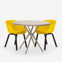 Juego mesa diseño redondo 80 cm beige 2 sillas Oden Medidas
