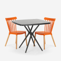 Juego 2 sillas diseño moderno mesa cuadrada negro 70 x 70 cm Roslin Black Coste
