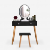 Tocador maquillaje escandinavo negro cajón espejo LED Serena Black Venta