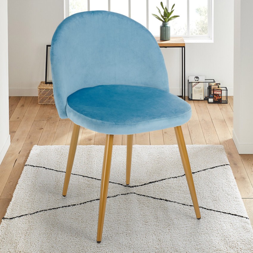 Silla moderna terciopelo cocina comedor sala patas doradas Bert Promoción