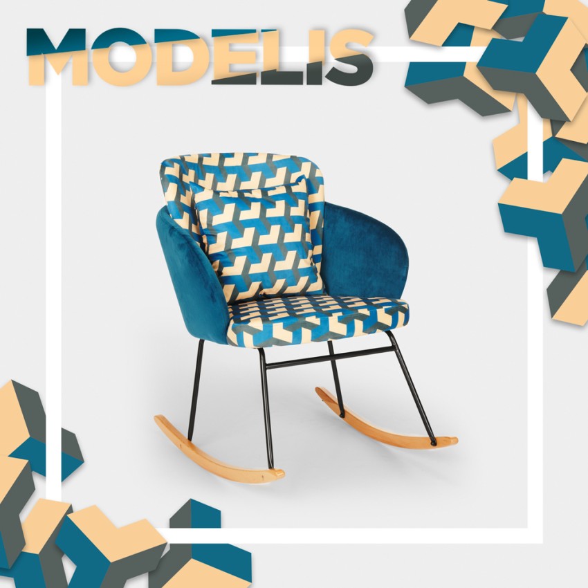 Mecedora moderna sillón terciopelo salón cojín Modelis Promoción