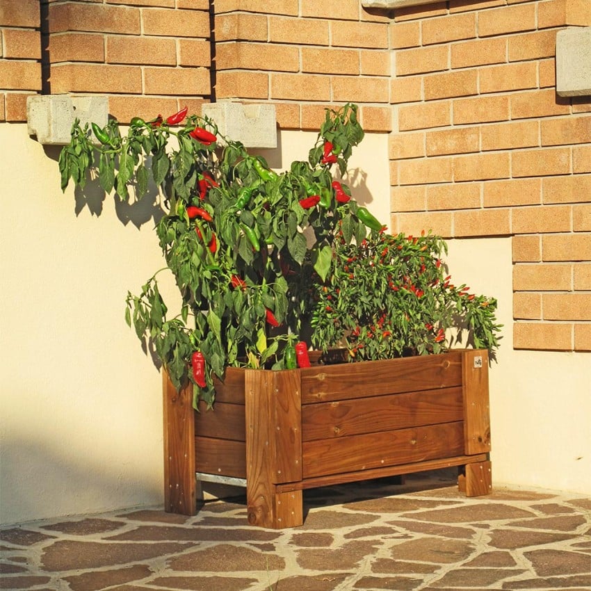 Jardinera de suelo en madera jardín exterior balcón terraza 81x44x40cm Promoción