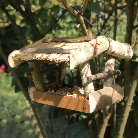 Comedero para pájaros silvestres en madera para exterior Natural Promoción