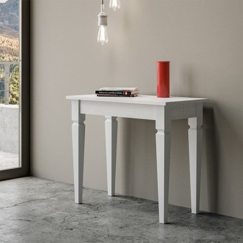 Consola extensible 90 x 48-204 cm mesa de comedor blanco Impero Small