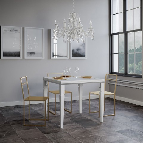 Mesa extensible 90 x 90-180 cm cocina blanco clásico Impero Libra Promoción